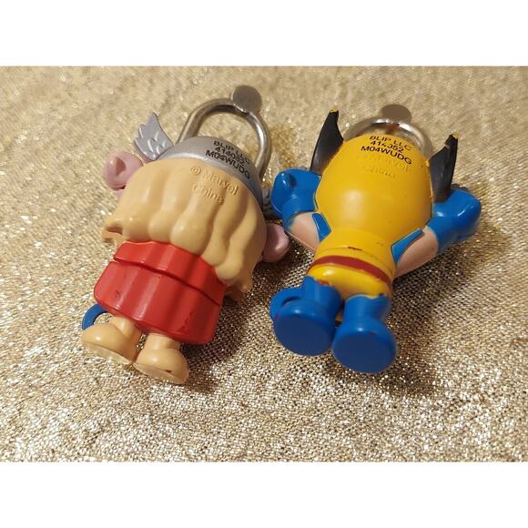 Lot Of 4 Marvel Backpack Keychain Mini Locks Thor Iron Man Wolverine Hulk - Picture 9 of 11